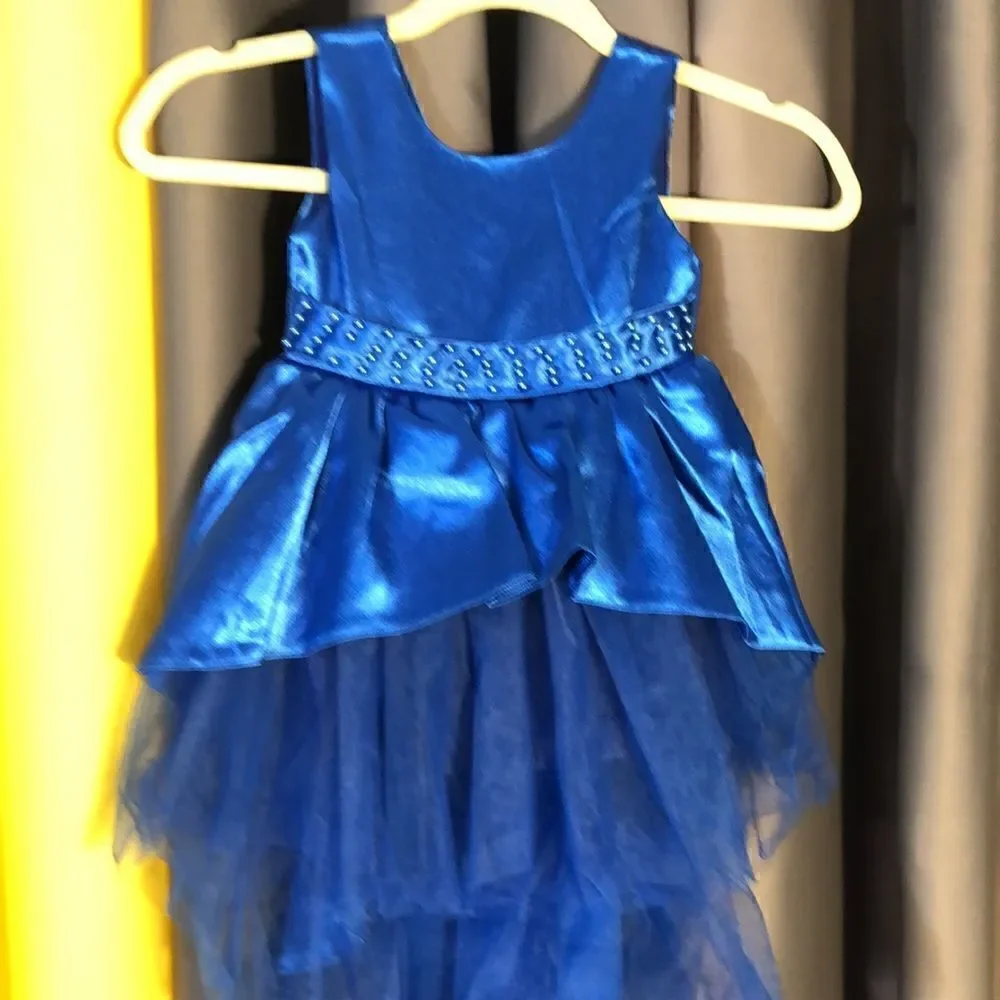 MELODY - GIRLS PEPLUM OCCASION WEAR DRESS IN ROYAL BLUE